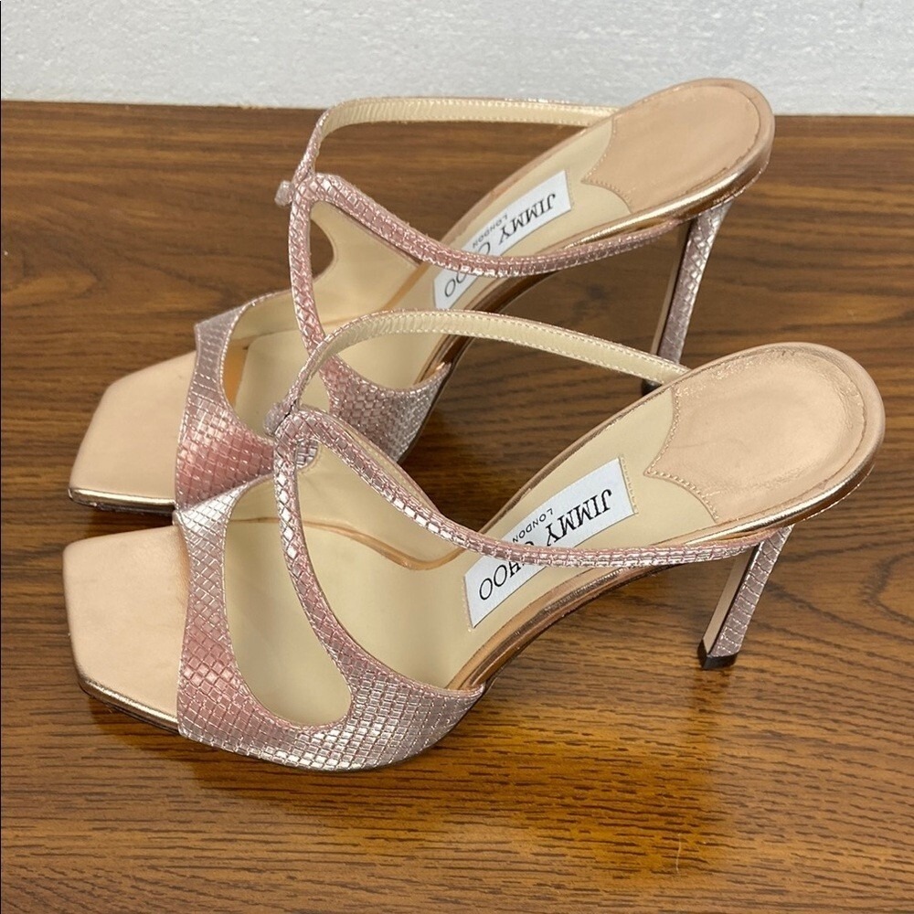 Jimmy Choo Anise 95 Ballet Pink Diamond Glitter Stiletto Heels EU 37 US 7 NEW - Picture 5 of 15